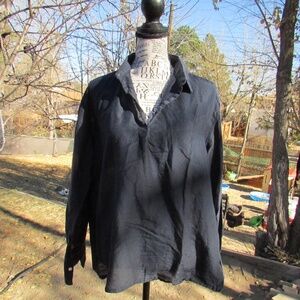 Navy Blue Women's Sheer Blouse